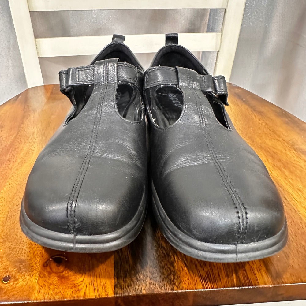 ECCO Mary Jane Flats Womens 42 Black Leather T-Strap Comfort‎ Walking Shoes - Picture 10 of 12